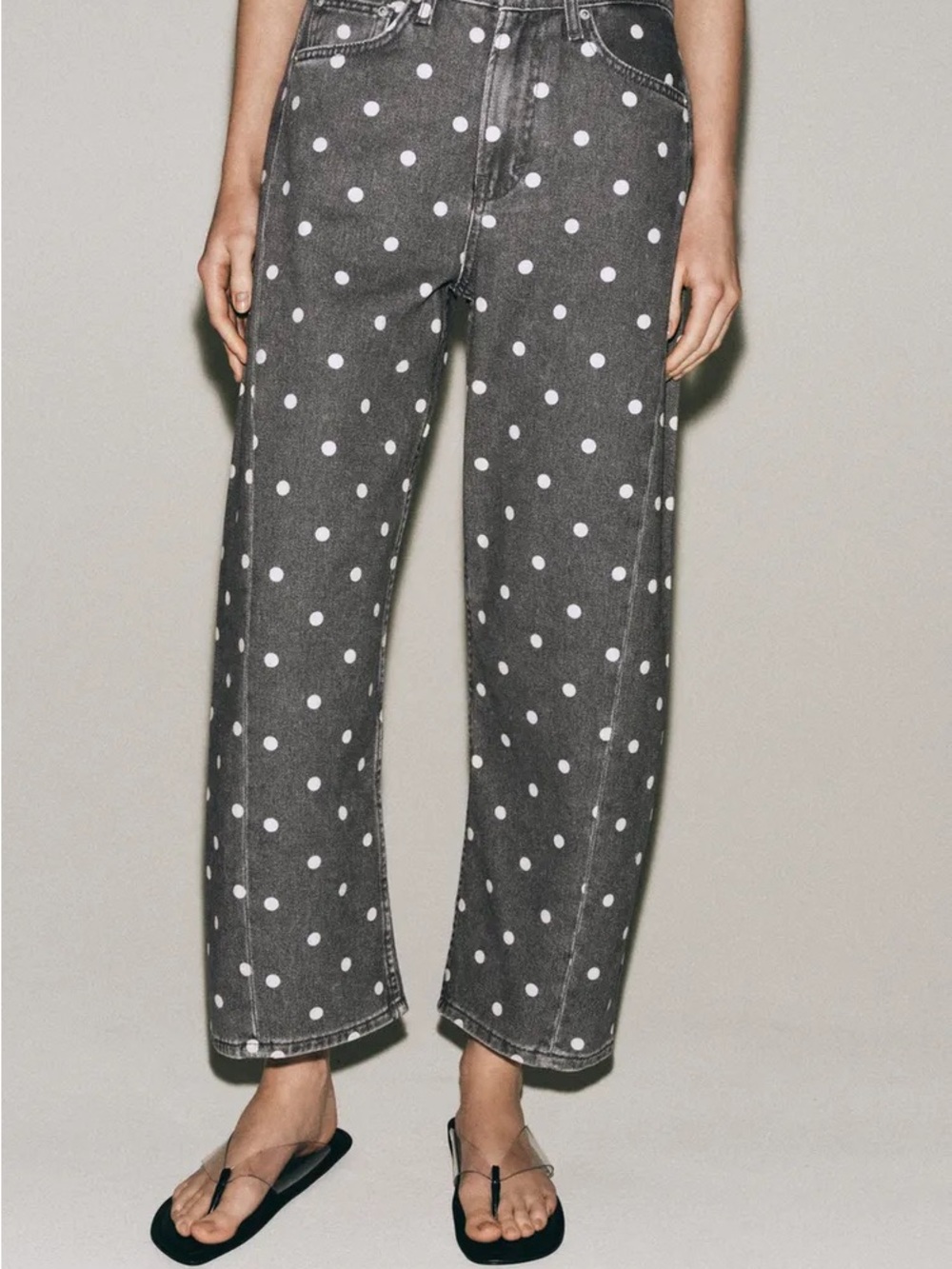 Zara Grey Polka Dot Straight Jeans